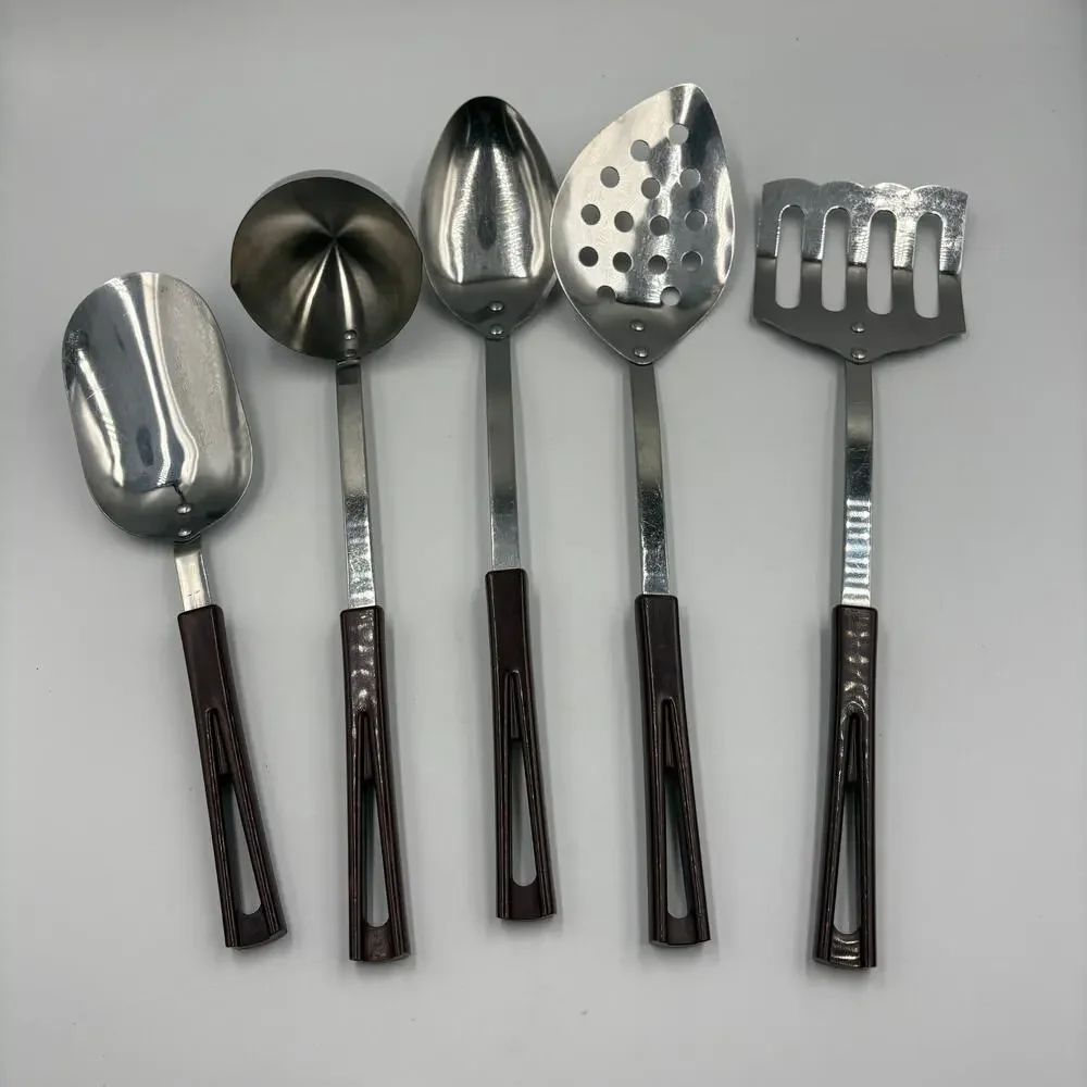Vintage Stanhome 5 Pc Stainless Steel Kitchen Utensils Set Bakelite Handles MCM